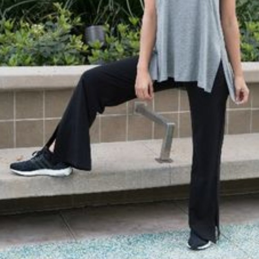 Marisa Kenson Youngevity Activity Black Split Hem Track Pants - size M NWT